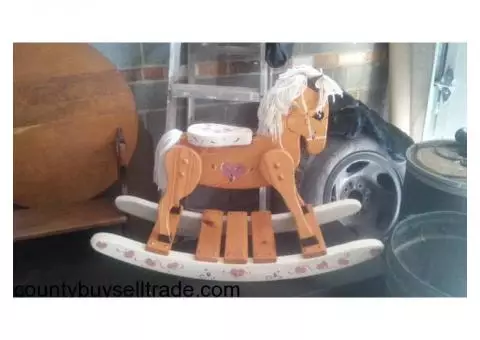 Solid oak rocking horse